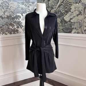 Norma Kamali tie front NK shirt mini dress like new